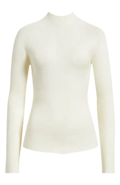 Hugo Boss Boss Foliora Virgin Wool Rib Funnel Neck Sweater In White