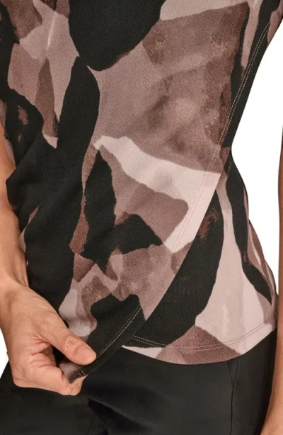 Donna Karan New York Print Mock Neck Sleeveless Top In Black