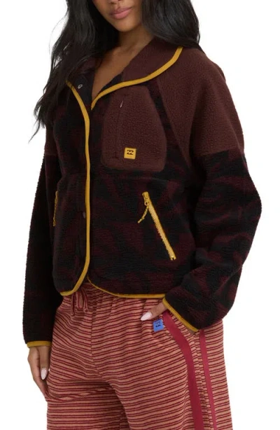Billabong Popoyo High Pile Fleece Jacket In Brown