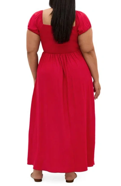 City Chic Abbigail Puff Sleeve Maxi Dress In Red