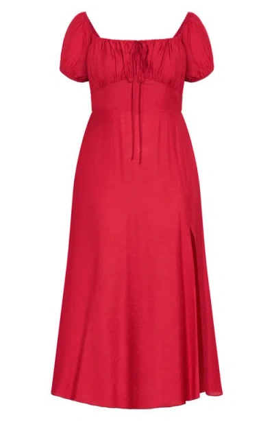 City Chic Abbigail Puff Sleeve Maxi Dress In Red