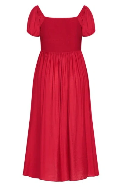 City Chic Abbigail Puff Sleeve Maxi Dress In Red
