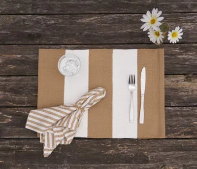 C & F Home C&f Home Cabana Stripes Placemats Sets Of 6 Collection In Brown