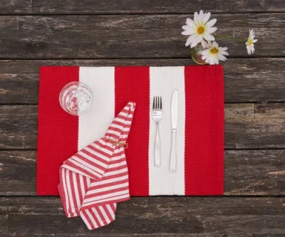 C & F Home C&f Home Cabana Stripes Placemats Sets Of 6 Collection In Red
