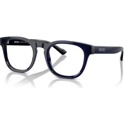 Ferrari 49mm Round Optical Glasses In Blue