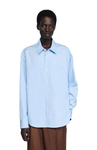 Sandro Striped Shirt In Blue