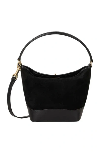 Sandro Womens Black Tangoso Small Suede And Leather Bucket Bag