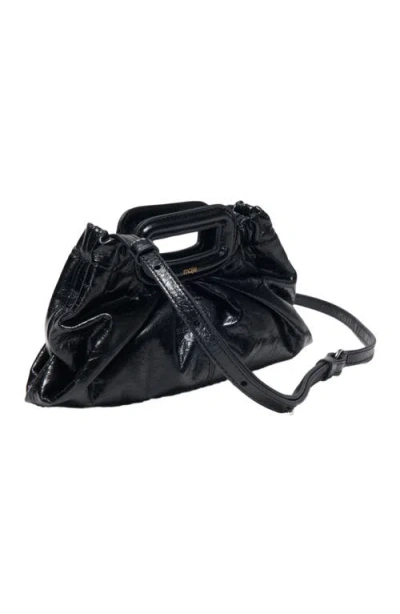 Maje Womens Branded Textured Leather Clutch Bag Black In Black