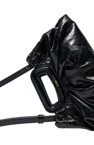 Maje Womens Branded Textured Leather Clutch Bag Black In Black