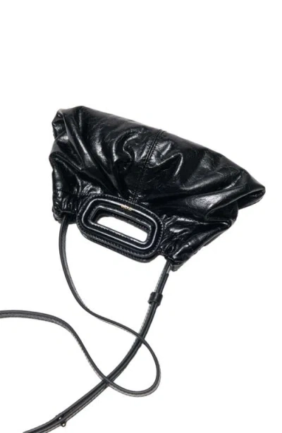 Maje Womens Branded Textured Leather Clutch Bag Black In Black