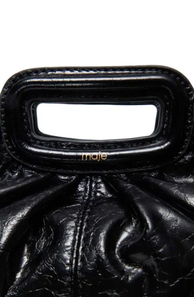Maje Womens Branded Textured Leather Clutch Bag Black In Black
