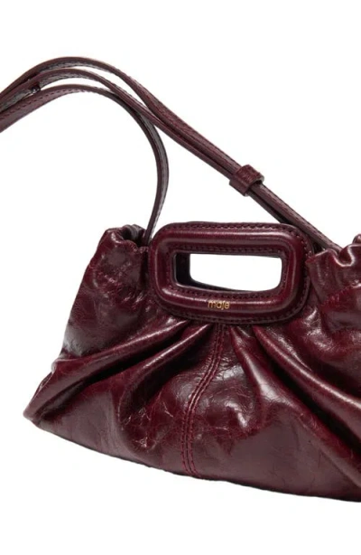 Maje Womens Branded Textured Leather Clutch Bag Burgundy In Burgundy