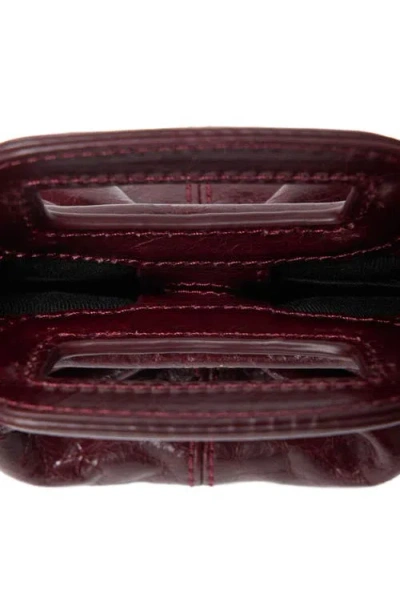 Maje Womens Branded Textured Leather Clutch Bag Burgundy In Burgundy