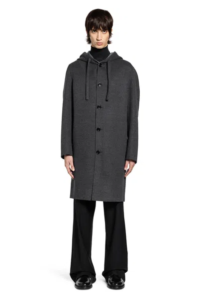 Lardini Double Wool Parka In Gray