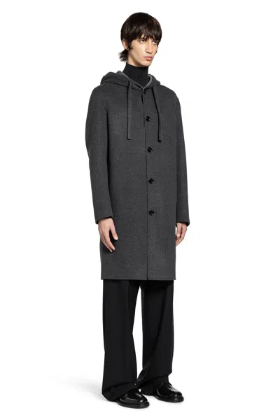Lardini Double Wool Parka In Gray
