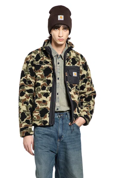 Carhartt Prentis Camo Duck Jacquard Fleece Jacket In Green