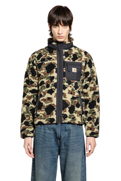 Carhartt Prentis Camo Duck Jacquard Fleece Jacket In Green