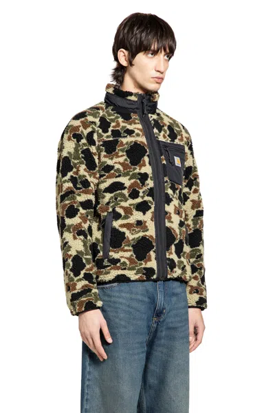 Carhartt Prentis Camo Duck Jacquard Fleece Jacket In Green