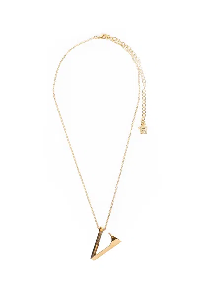 Versace Monogram Pendant Necklace In Gold