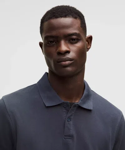 Lululemon Cotton Pique Short-sleeve Polo Shirt In Blue