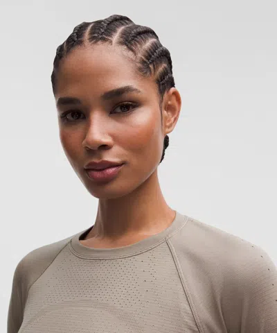 Lululemon Swiftly Mesh-back Long-sleeve Shirt In Brown