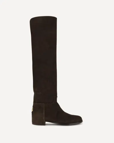 Dolce & Gabbana Over-the-knee Suede Boots Shoes In Brown