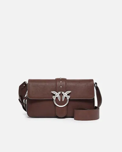 Pinko Medium Leather Classic Love Bag Slouchy Shoulder Bag With Zip In Brown