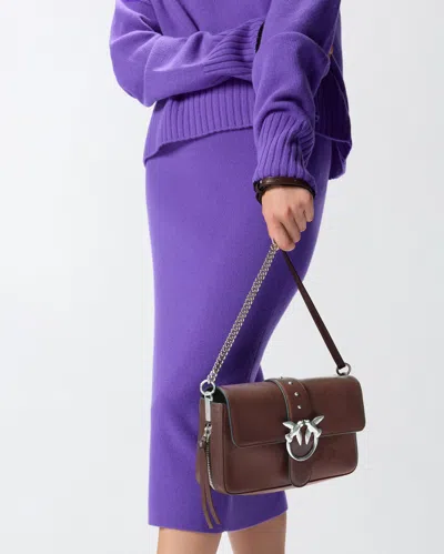 Pinko Medium Leather Classic Love Bag Slouchy Shoulder Bag With Zip In Brown