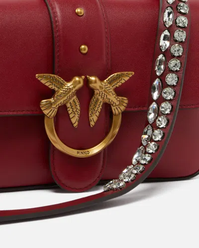 Pinko Love One Crossbody Bag With Bird Embellishment In Red