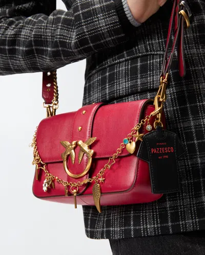 Pinko Love One Crossbody Bag With Bird Embellishment In Red