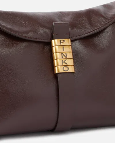 Pinko Petit Sac Porté Épaule Saddle Bag Baguette En Cuir In Burgundy