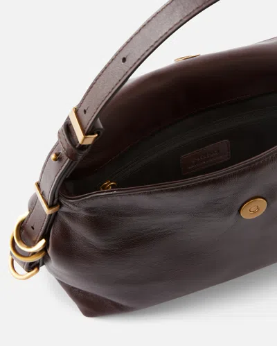 Pinko Petit Sac Porté Épaule Saddle Bag Baguette En Cuir In Burgundy