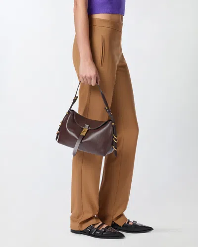 Pinko Petit Sac Porté Épaule Saddle Bag Baguette En Cuir In Burgundy