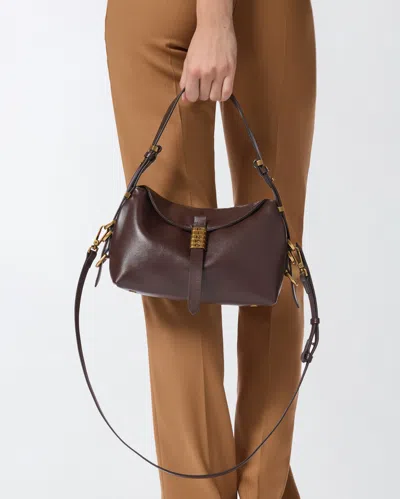 Pinko Petit Sac Porté Épaule Saddle Bag Baguette En Cuir In Burgundy