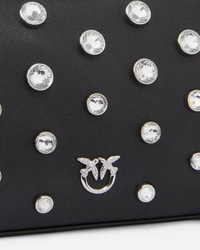 Pinko Petit Sac Porté Épaule Mini Half Moon Baguette En Cuir À Strass