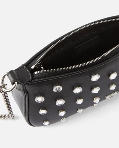 Pinko Petit Sac Porté Épaule Mini Half Moon Baguette En Cuir À Strass
