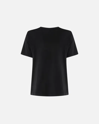 Pinko T-shirt With Flowers Embroidery In Black