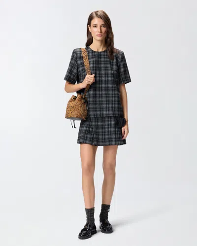 Pinko Robe Courte À Carreaux In Black