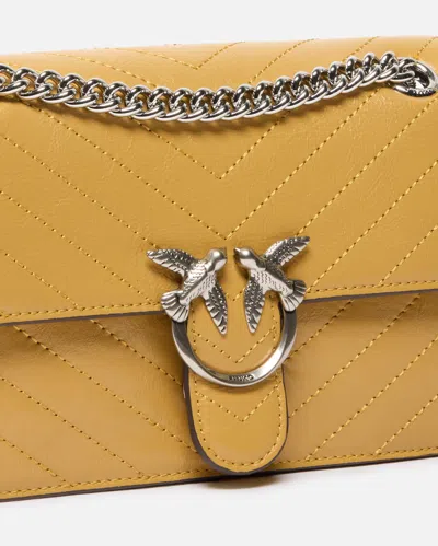 Pinko Mini Bag In Wrinkled Calfskin With Chevron Pattern
