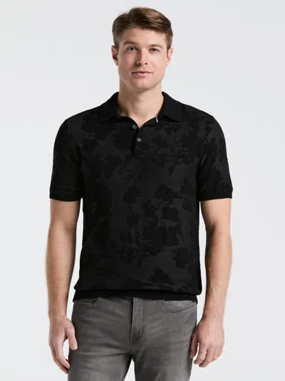 Perry Ellis Men's Jacquard Floral Polo Sweater In Black