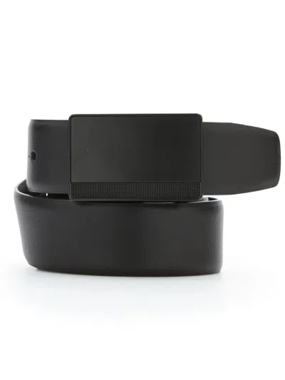 Perry Ellis Men's Reversible Leather Belt With Black Pattern Plaque, Size 32, Regular In Black