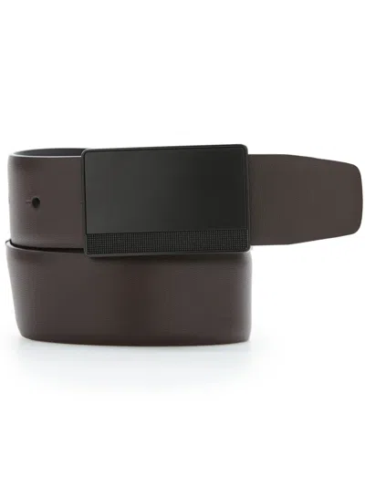 Perry Ellis Men's Reversible Leather Belt With Black Pattern Plaque, Size 32, Regular In Black
