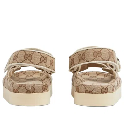 Gucci Women Gg Supreme Slingback Sandals In Brown
