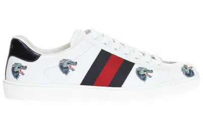 Gucci Ace Leather 'wolf' In Multi