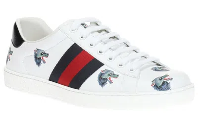 Gucci Ace Leather 'wolf' In Multi
