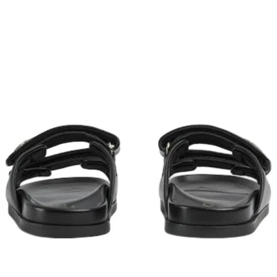 Gucci Olive Green Leather Slippers In Black