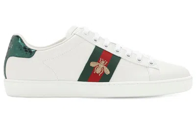 Gucci Men White Leather Ace Sneakers In Multi