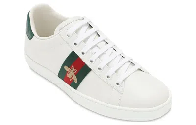 Gucci Men White Leather Ace Sneakers In Multi