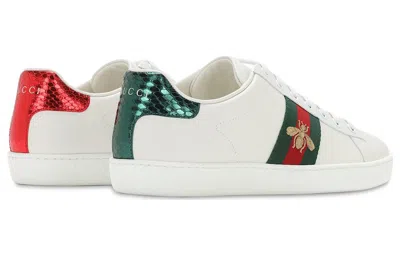 Gucci Men White Leather Ace Sneakers In Multi