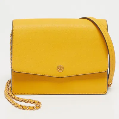 Pre-owned Tory Burch Yellow Leather Robinson Convertible Shoulder Bag